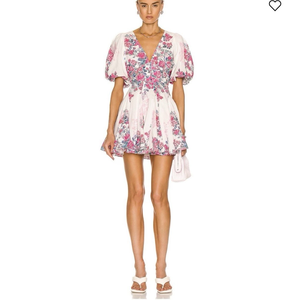 Hemant And Nandita Mila Mini Dress Floral Tricolor Puff Sleeves
